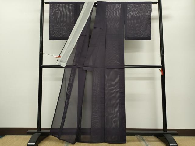平和屋着物＊夏物 色無地 絽 深紫色 洗える着物 CABB2117ze