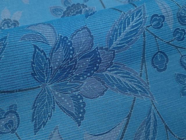 平和屋着物＊夏物 小紋 絽 枝更紗花文 洗える着物 CABB2119ze