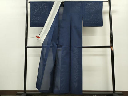 平和屋着物＊夏物 色無地 絽 鉄紺色 洗える着物 CABB2122ze