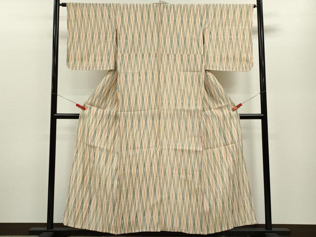 平和屋着物＊夏物　小紋　小千谷ちぢみ　吉祥文　麻　逸品　CABB2123ze