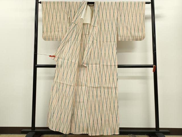 平和屋着物＊夏物　小紋　小千谷ちぢみ　吉祥文　麻　逸品　CABB2123ze