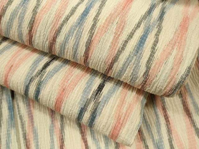 平和屋着物＊夏物　小紋　小千谷ちぢみ　吉祥文　麻　逸品　CABB2123ze