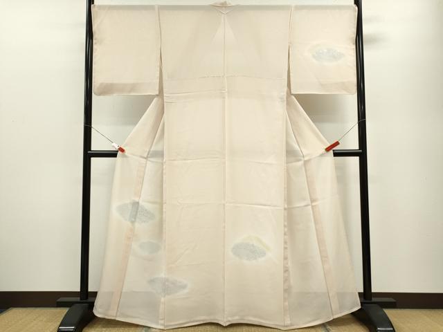 平和屋着物＊夏物 訪問着 絽 暈し染め 雲取り草花文 銀彩 正絹 逸品 CABB2124ze