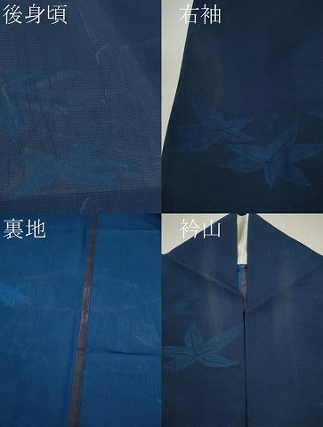 平和屋着物＊夏物 小紋 変わり絽 楓文 洗える着物 CABB2125ze