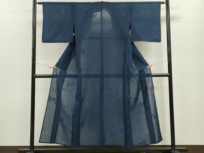 平和屋着物＊夏物 小紋 変わり絽 楓文 洗える着物 CABB2125ze