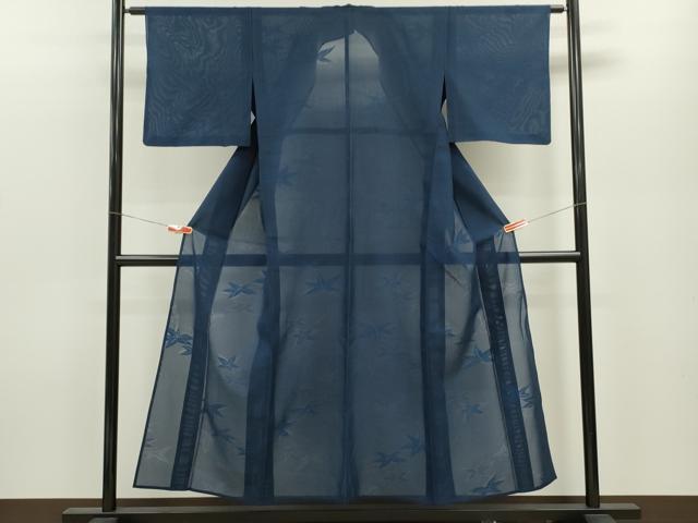 平和屋着物＊夏物 小紋 変わり絽 楓文 洗える着物 CABB2125ze