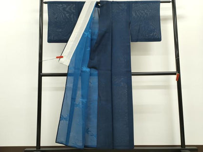 平和屋着物＊夏物 小紋 変わり絽 楓文 洗える着物 CABB2125ze