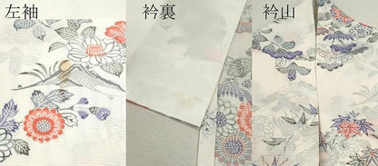 平和屋着物＊夏物 小紋 絽 型染め 松竹梅枝花文 洗える着物 CABB2130ze