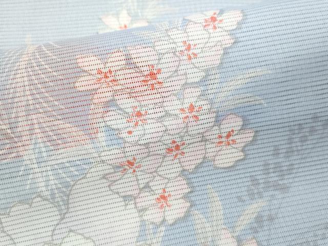 平和屋着物＊夏物 小紋 絽 草花文 洗える着物 CABB2132ze