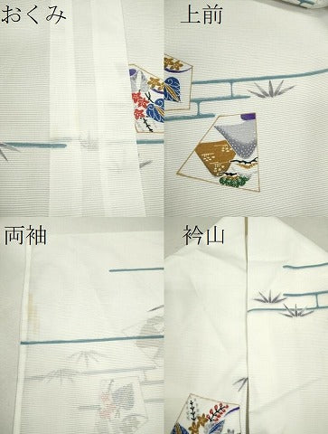 平和屋着物＊夏物 小紋 絽 エ霞吉祥草花文 洗える着物 CABB2133ze