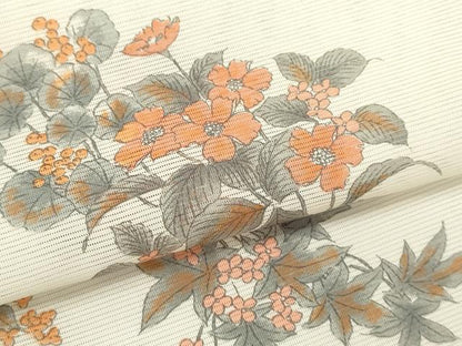 平和屋着物＊夏物 小紋 絽 草花文 洗える着物 CABB2154ze