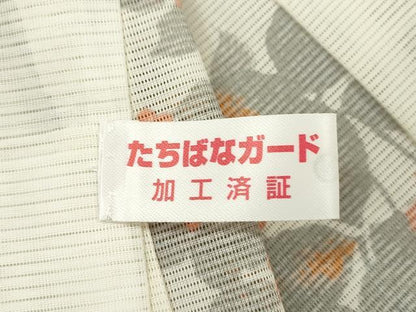 平和屋着物＊夏物 小紋 絽 草花文 洗える着物 CABB2154ze