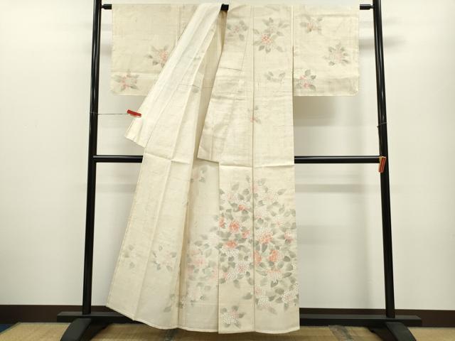 平和屋着物＊夏物 訪問着 生紬 手描き 紫陽花 正絹 逸品 未使用 CABB2155ze