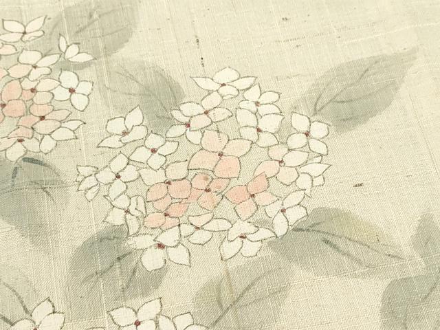 平和屋着物＊夏物 訪問着 生紬 手描き 紫陽花 正絹 逸品 未使用 CABB2155ze