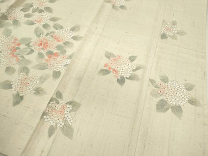 平和屋着物＊夏物 訪問着 生紬 手描き 紫陽花 正絹 逸品 未使用 CABB2155ze