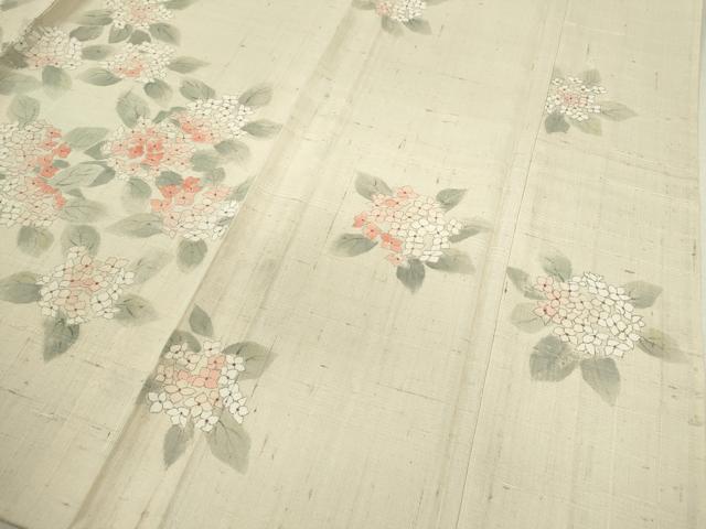 平和屋着物＊夏物 訪問着 生紬 手描き 紫陽花 正絹 逸品 未使用 CABB2155ze