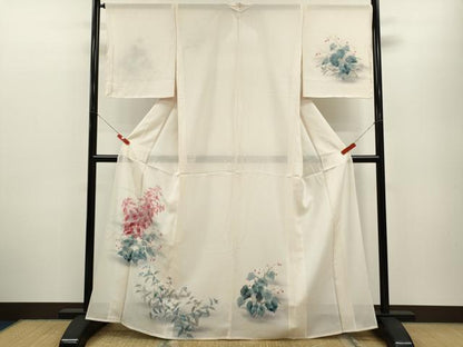 平和屋着物＊夏物 訪問着 絽 手描き 草花文 正絹 逸品 未使用 CABB2157ze