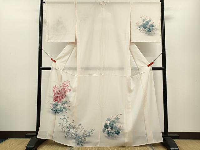 平和屋着物＊夏物 訪問着 絽 手描き 草花文 正絹 逸品 未使用 CABB2157ze