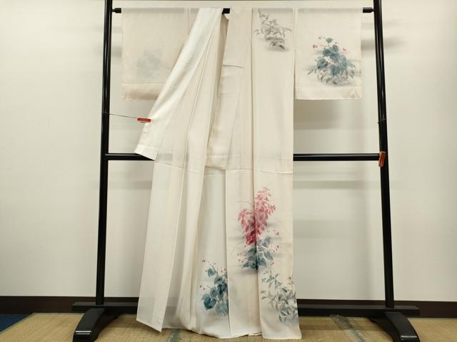 平和屋着物＊夏物 訪問着 絽 手描き 草花文 正絹 逸品 未使用 CABB2157ze
