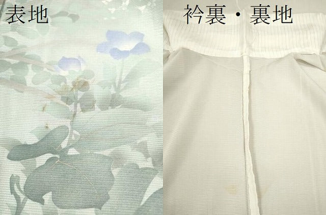 平和屋着物＊夏物　訪問着　絽　草花文　暈し染め　金銀彩　正絹　逸品　CABB2159ze