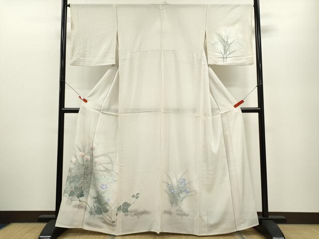 平和屋着物＊夏物　訪問着　絽　草花文　暈し染め　金銀彩　正絹　逸品　CABB2159ze