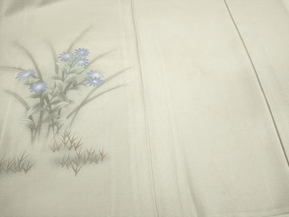 平和屋着物＊夏物　訪問着　絽　草花文　暈し染め　金銀彩　正絹　逸品　CABB2159ze