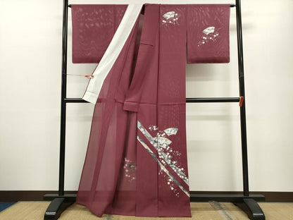 平和屋着物＊夏物　訪問着　絽　地紙草花文　金彩　正絹　逸品　未使用　CABB2160ze