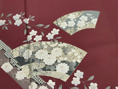平和屋着物＊夏物　訪問着　絽　地紙草花文　金彩　正絹　逸品　未使用　CABB2160ze