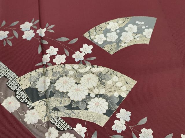 平和屋着物＊夏物　訪問着　絽　地紙草花文　金彩　正絹　逸品　未使用　CABB2160ze