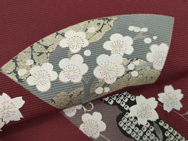 平和屋着物＊夏物　訪問着　絽　地紙草花文　金彩　正絹　逸品　未使用　CABB2160ze