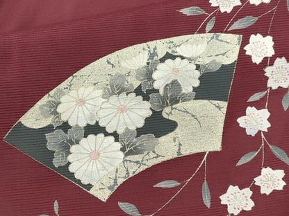平和屋着物＊夏物　訪問着　絽　地紙草花文　金彩　正絹　逸品　未使用　CABB2160ze