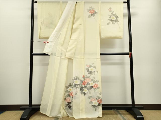 平和屋着物＊夏物　訪問着　絽　手描き　枝花文　暈し染め　正絹　逸品　CABB2161ze