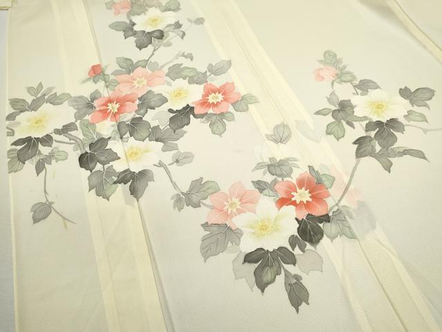 平和屋着物＊夏物　訪問着　絽　手描き　枝花文　暈し染め　正絹　逸品　CABB2161ze