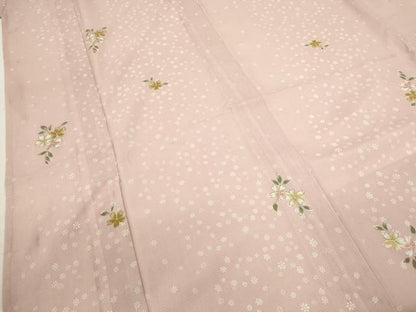 平和屋着物＊夏物 小紋 絽 草花文 金彩 洗える着物 CABB2163ze