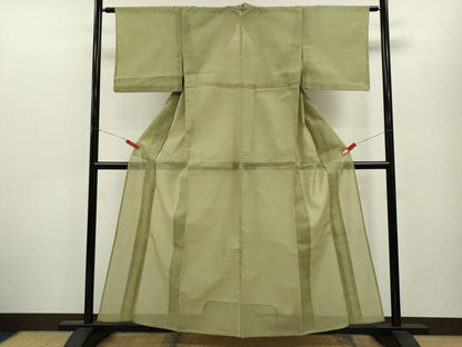 平和屋着物＊夏物 色無地 紗 柳茶色 洗える着物 CABB2164ze