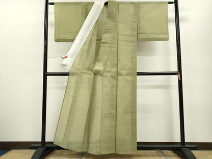 平和屋着物＊夏物 色無地 紗 柳茶色 洗える着物 CABB2164ze