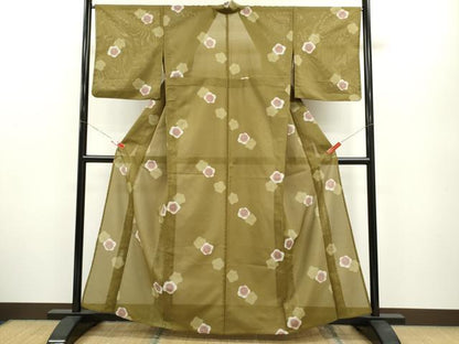 平和屋着物＊夏物 小紋 絽 椿 洗える着物 CABB2170ze