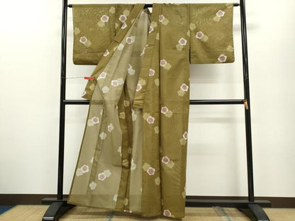 平和屋着物＊夏物 小紋 絽 椿 洗える着物 CABB2170ze