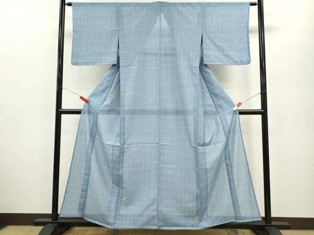 平和屋着物＊夏物 小紋 絽 瓦文 洗える着物 未使用 CABB2174ze