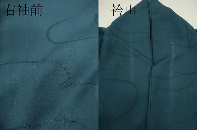 平和屋着物＊夏物 紗紬 色無地 雲取り紋紗 青藍色 正絹 逸品 CABB2181ze