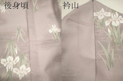 平和屋着物＊夏物 小紋 絽 燕子花 暈し染め 洗える着物 CABB2182ze