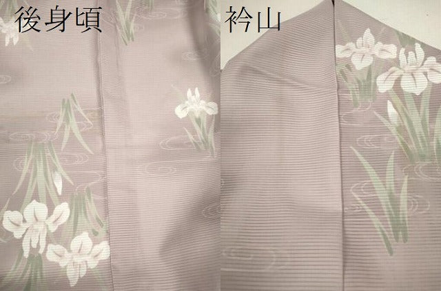 平和屋着物＊夏物 小紋 絽 燕子花 暈し染め 洗える着物 CABB2182ze