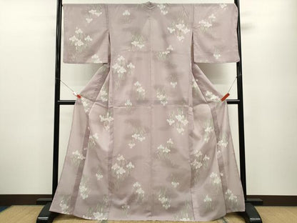 平和屋着物＊夏物 小紋 絽 燕子花 暈し染め 洗える着物 CABB2182ze