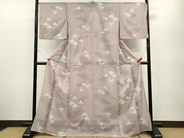 平和屋着物＊夏物 小紋 絽 燕子花 暈し染め 洗える着物 CABB2182ze