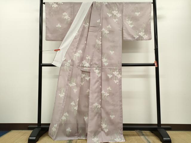 平和屋着物＊夏物 小紋 絽 燕子花 暈し染め 洗える着物 CABB2182ze