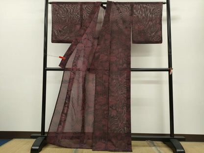 平和屋着物＊夏物 小紋 絽 草花文 洗える着物 CABB2185ze