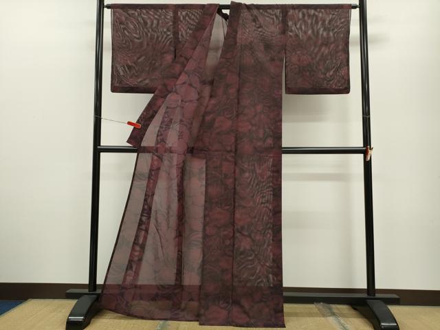 平和屋着物＊夏物 小紋 絽 草花文 洗える着物 CABB2185ze