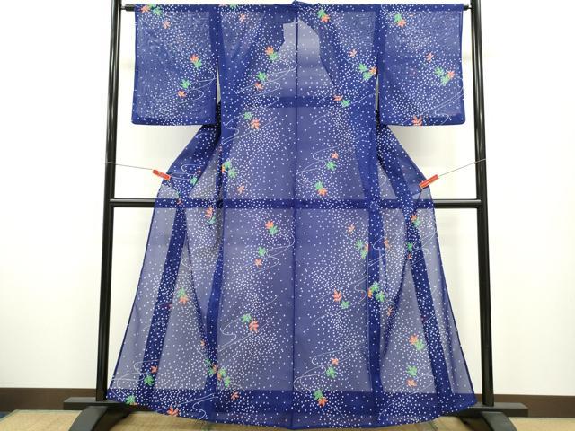 平和屋着物＊夏物　小紋　絽　舞葉鹿の子文　洗える着物　CABB2187ze 平和屋着物＊夏物 小紋 絽 舞葉鹿の子文 洗える着物 CABB2187ze