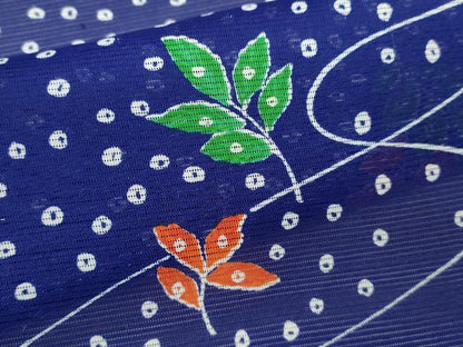 平和屋着物＊夏物 小紋 絽 舞葉鹿の子文 洗える着物 CABB2187ze