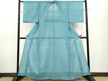 平和屋着物＊夏物 小紋 絽 鹿の子文様 洗える着物 CABB2192ze